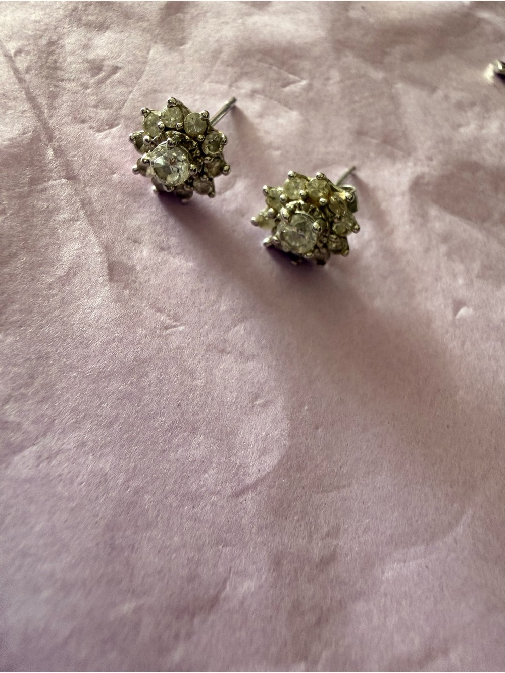 925 Sterling Silver Clear CZ Cluster Stud Earrings Floral Vintage Style